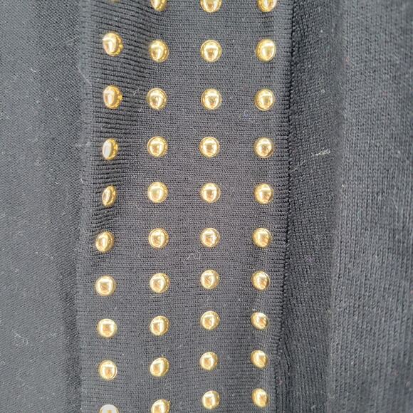 Ronni Nicole Womens Sz L Open Front Cardigan Sweater Black Gold Studded - Picture 3 of 4
